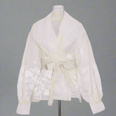 White blouse with floral design - Celtam